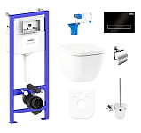 Картинка Унитаз Lavinia Boho Relfix One Rimless 9 в 1 97010040 (черный пластик)