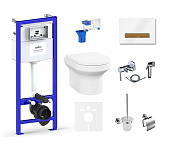 Картинка Унитаз Lavinia Boho Relfix Grance Hill Rimless 10 в 1 75110759 (белый/дерево стекло)