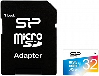 Картинка Карта памяти Silicon Power Elite microSDHC UHS-I 32GB + адаптер (SP032GBSTHBU1V20SP)