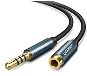 Картинка Кабель UGREEN AV118 3.5 мм - 3.5 мм (0.5 м, черный/синий)