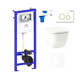 Картинка Унитаз Lavinia Boho Relfix One Rimless 7 в 1 75110132 (белый/золотистый пластик)