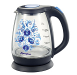 Картинка Электрочайник Матрена MA-008 (стекло, черный гжель)