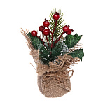 Картинка Композиция Серпантин Алые бусины 15х5 см (зеленый/красный) 201-1008