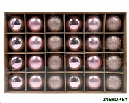 Картинка Набор ёлочных шаров Winter Glade 6024G006 (24 шт, розовый)