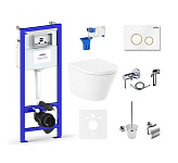 Картинка Унитаз Lavinia Boho Relfix Biore Rimless 10 в 1 75110649 (белый/золотистый пластик)