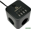 Сетевой фильтр Cablexpert CUBE-3-U4-B-1.5