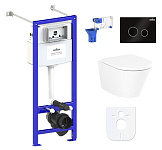 Картинка Унитаз Lavinia Boho Relfix Biore Rimless 7 в 1 87050192 (черное стекло)