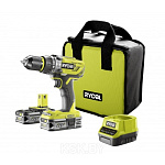 Картинка Ударная дрель-шуруповерт RYOBI R18PD31-225S (с 2-мя АКБ, сумка)