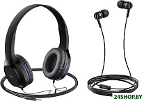 Картинка Наушники Hoco W24 (черный/фиолетовый)