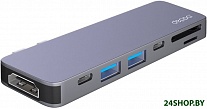 Картинка USB-хаб Deppa USB-C адаптер для MacBook 7 в 1 (графит)