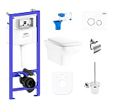 Картинка Унитаз Lavinia Boho Relfix Bristol Rimless 9 в 1 97010083 (белое стекло)