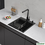 Eco AR мойка 450*500, коландер, дозатор Black Decor