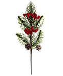 Картинка Рождественская ветка Серпантин Волшебница 31 см (зеленый/красный) 201-0989