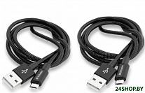 Картинка Кабель Verbatim 2 шт USB2.0 AM-microBM 1.0м (черный)