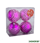 Картинка Набор елочных игрушек Зимнее волшебство Орбита 3276693 (малиновый, 4шт)