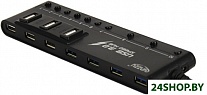 Картинка USB-концентратор 3.0 Ginzzu GR-380UAB на 10 портов + адаптер