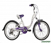 Картинка Детский велосипед Novatrack Butterfly 6.V 20 20SH6V.BUTTERFLY.VL22 (белый/фиолетовый, 2022)