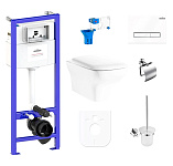 Картинка Унитаз Lavinia Boho Relfix Bristol Rimless 9 в 1 97010081 (белое стекло)