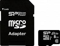 Картинка Карта памяти Silicon-Power microSDHC Elite UHS-1 (Class 10) 8 GB (SP008GBSTHBU1V10-SP)