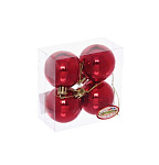 Картинка Елочная игрушка Серпантин Глянец шар 5 см 4 шт (красный) 183-846