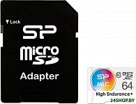 High Endurance microSDXC SP064GBSTXIU3V10SP 64GB (с адаптером)