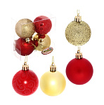Картинка Елочная игрушка Серпантин Микс фактур шар 5 см 4 шт (золотистый/красный) 201-0822