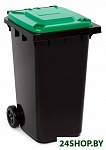 Картинка Контейнер для мусора Альтернатива М5937 (240л, на колесах, черный с зеленной крышкой)