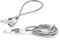 Картинка Кабель Verbatim 2 шт USB2.0 AM - Lightning 1.0м, 0.3м (серебристый)