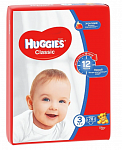 HUGGIES Classic Детские одноразовые подгузники, размер 3 (4-9 кг), 78 шт