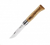 Картинка Нож туристический OPINEL №8 / 002331 (нержавеющая сталь, дуб, гравировка кабан)