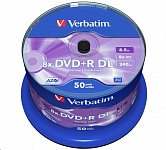 Картинка Диски Verbatim Double Layer DVD+R 8.5GB 8x AZO Matt Silver (50 шт., 43758)