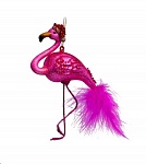 Картинка Подвеска Vondels Фламинго с новогодней шапкой (фуксия)
