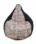 Картинка Кресло-мешок LoftyHome Груша XXL (оксфорд/велюр с принтом, черный)