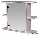 Картинка Шкаф с зеркалом для ванной Гамма 15 (белый, левый)