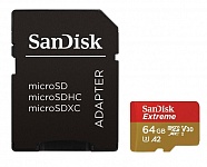 Картинка Карта памяти SanDisk Extreme microSDXC SDSQXA2-064G-GN6AA 64GB (с адаптером)