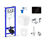 Картинка Унитаз Lavinia Boho Relfix Aveo Rimless 10 в 1 98010096 (черное стекло)