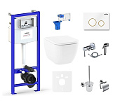 Картинка Унитаз Lavinia Boho Relfix One 10 в 1 75110513 (белый/золотистый пластик)