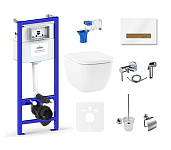 Картинка Унитаз Lavinia Boho Relfix One 10 в 1 75110509 (белый/светлое дерево стекло)