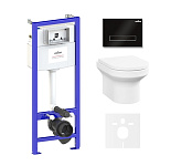 Картинка Унитаз Lavinia Boho Relfix Grance Hill Rimless 6 в 1 87561010 (черное стекло)