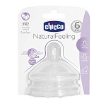 Картинка Соска для бутылочки Chicco Natural Feeling (силиконовая) (2 шт) (6 мес+)