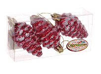 Картинка Елочная игрушка Серпантин Шишечки в инее 5.5 см 3 шт (красный) 916-0252