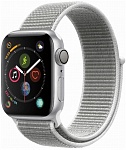 Картинка Умные часы Apple Watch Series 4 44 мм (алюминий серебристый/нейлон белая ракушка) (MU6C2)