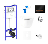 Картинка Унитаз Lavinia Boho Relfix One 9 в 1 75110297 (черный/темное дерево стекло)