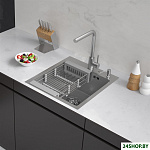 Eco AR мойка 450*500, коландер, дозатор Satin Decor