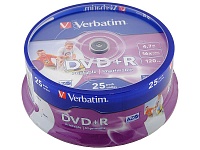 Картинка Диск DVD+R Verbatim 4.7Gb 16x Cake Box (25шт)