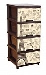 Картинка Комод Алеана С декором на 4 ящика (темно-коричневый, Париж)