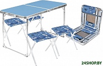 Картинка Набор стол+стулья НИКА ССТ-К2/4 (голубой-джинс)